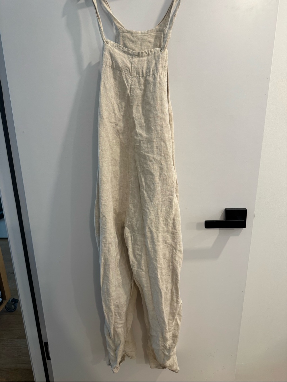 Peplum Co linen Frankie jumpsuit in oatmeal